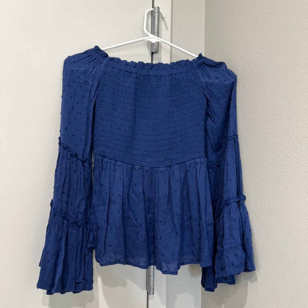 Altar'd State Blue Off The Shoulder Top